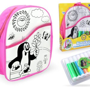 Batoh Krtek vymalovávací růžový 30 cm + 8 fixů
