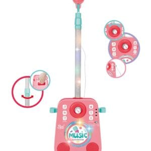 Hudební box s mikrofonem růžový 19x8