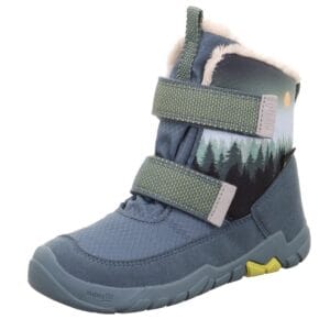 Dětské zimní boty barefit TRACE Blue/Yellow Gore-Tex