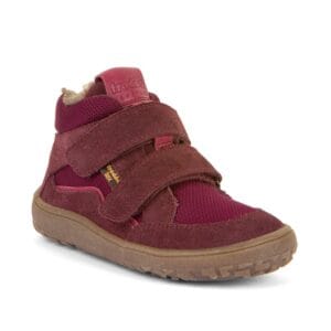 Dívčí zimní barefoot boty TEX WOOL Bordeaux