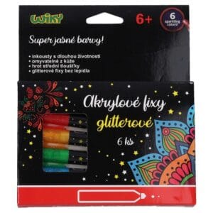 Akrylové fixy glitter 6ks