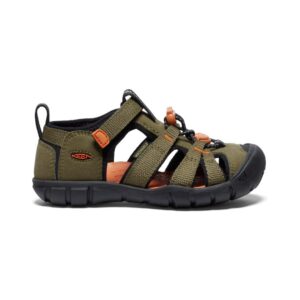 Chlapecké sandály KEEN SEACAMP II CNX dark olive/gold flame - 30