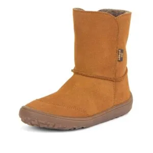 Dětské zimní barefoot boty TEX SUEDE  Cognac
