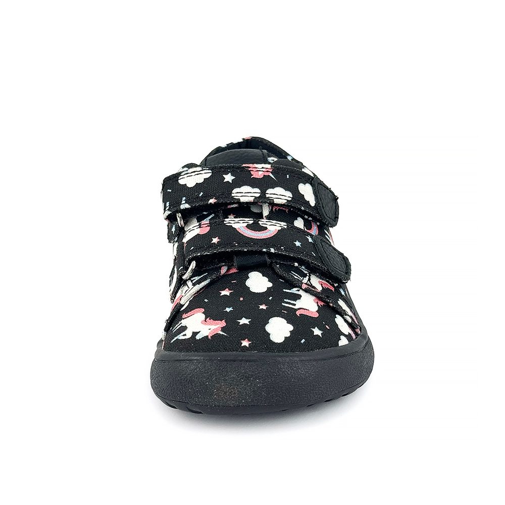 Dívčí barefoot tenisky KORO BLACK UNI Protetika jednorožci černé - 32
