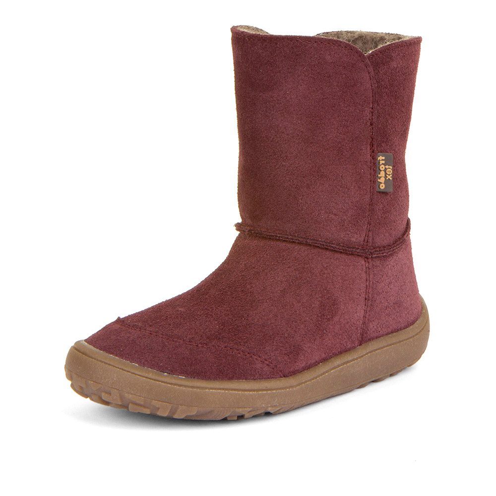 Dívčí zimní barefoot boty TEX SUEDE Bordeaux