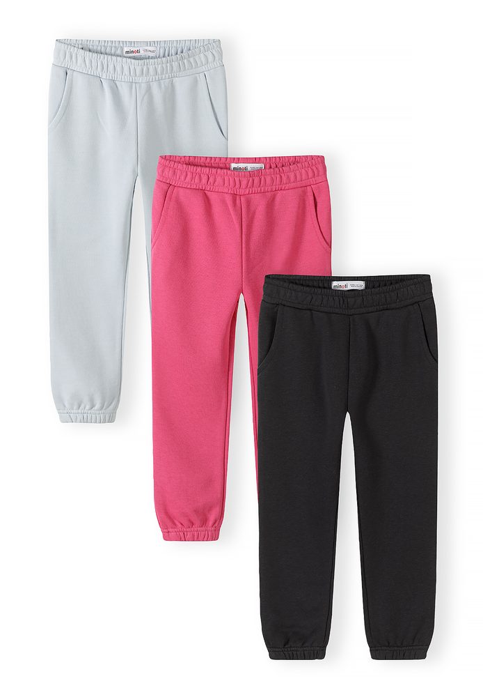 Tepláky dívčí s elastickým pasem a stahovací šňůrkou 3pack Minoti 30FLEECE153 - 98/104 | 3/4let