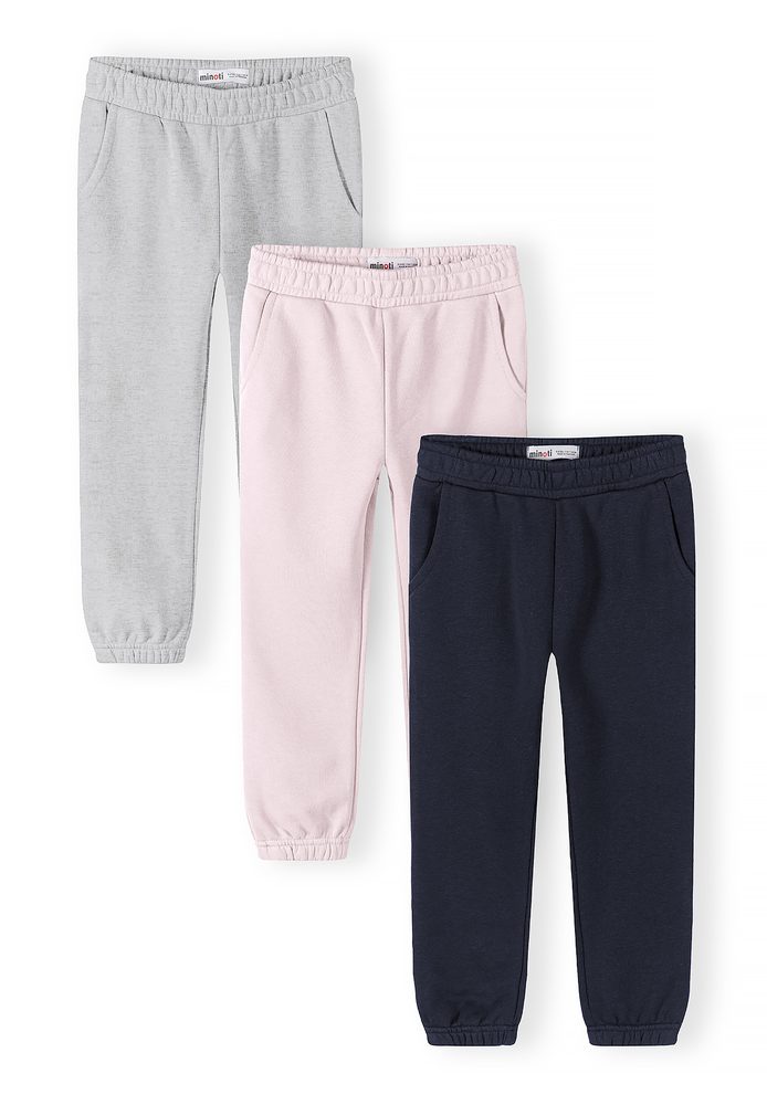 Tepláky dívčí s elastickým pasem a stahovací šňůrkou 3pack Minoti 30FLEECE155 - 98/104 | 3/4let