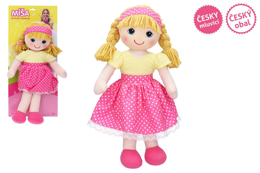 Zpívající panenka látková Míša Růžičková 55 cm - Český obal